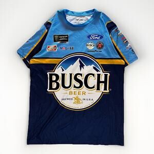 Stewart Haas Racing Busch Beer Short Sleeve Shirt Men's M Blue